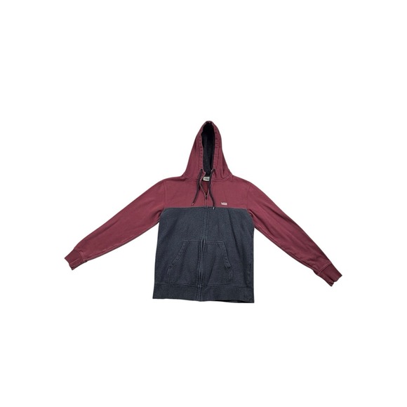 Vans Other - Vans Full Zip Hoodie Small Burgundy Gray Fleece Hooded Sweatshirt